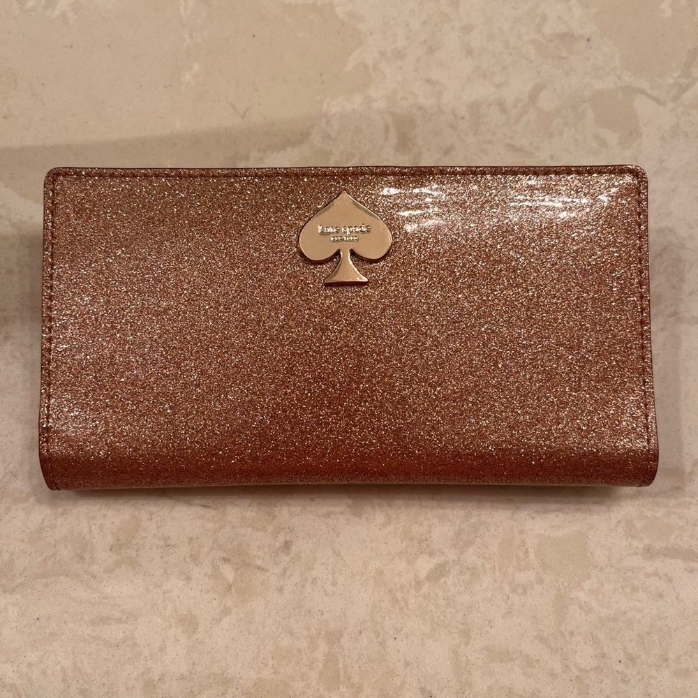 Kate Spade Pink glitter snap wallet
